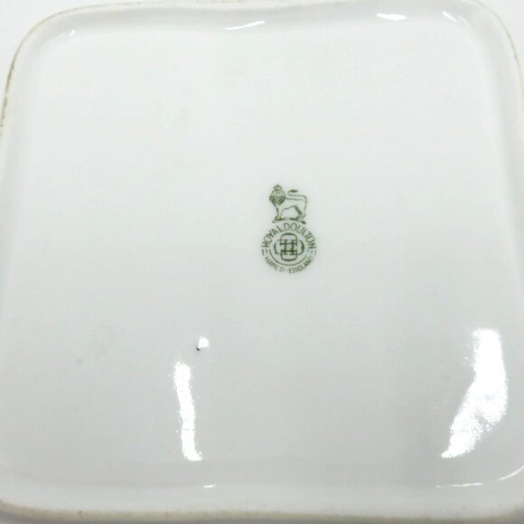 ROYAL DOULTON Square Handled Floral Porcelain Dish England Vintage 10" - Picture 10 of 11